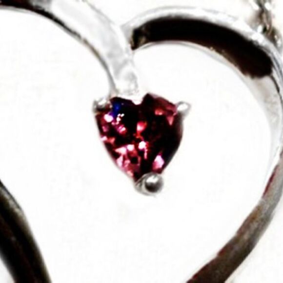 RED ENVELOPE PINK SAPPHIRE  925 STERLING SILVER HEART IN HEART PENDANT NECKLACE - Picture 5 of 5